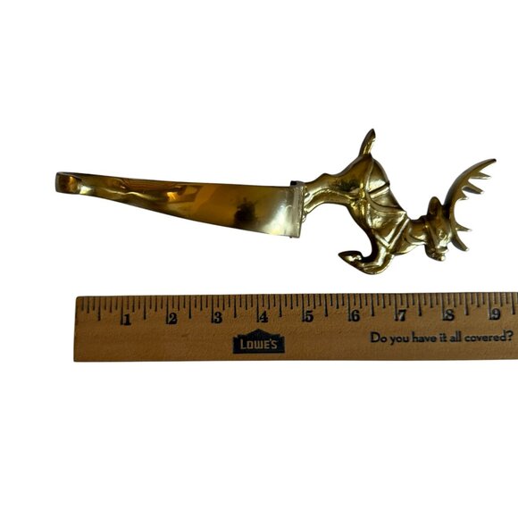 Vintage Brass Christmas Holiday Mantle Reindeer Stocking Holder Decor - Picture 11 of 13